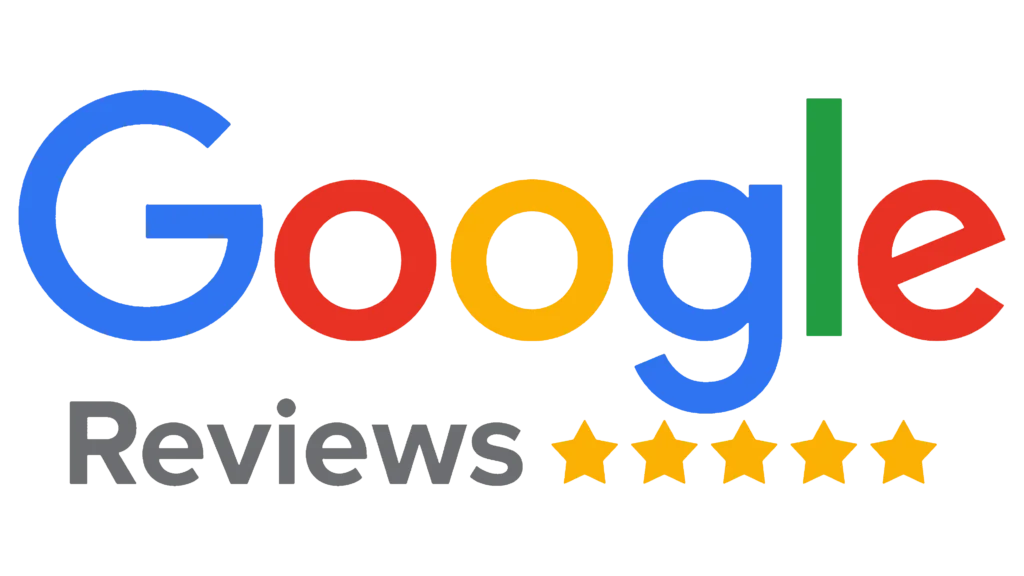 Google Reviews logo with five gold stars, indicating a high customer rating for Scale Blasters.
